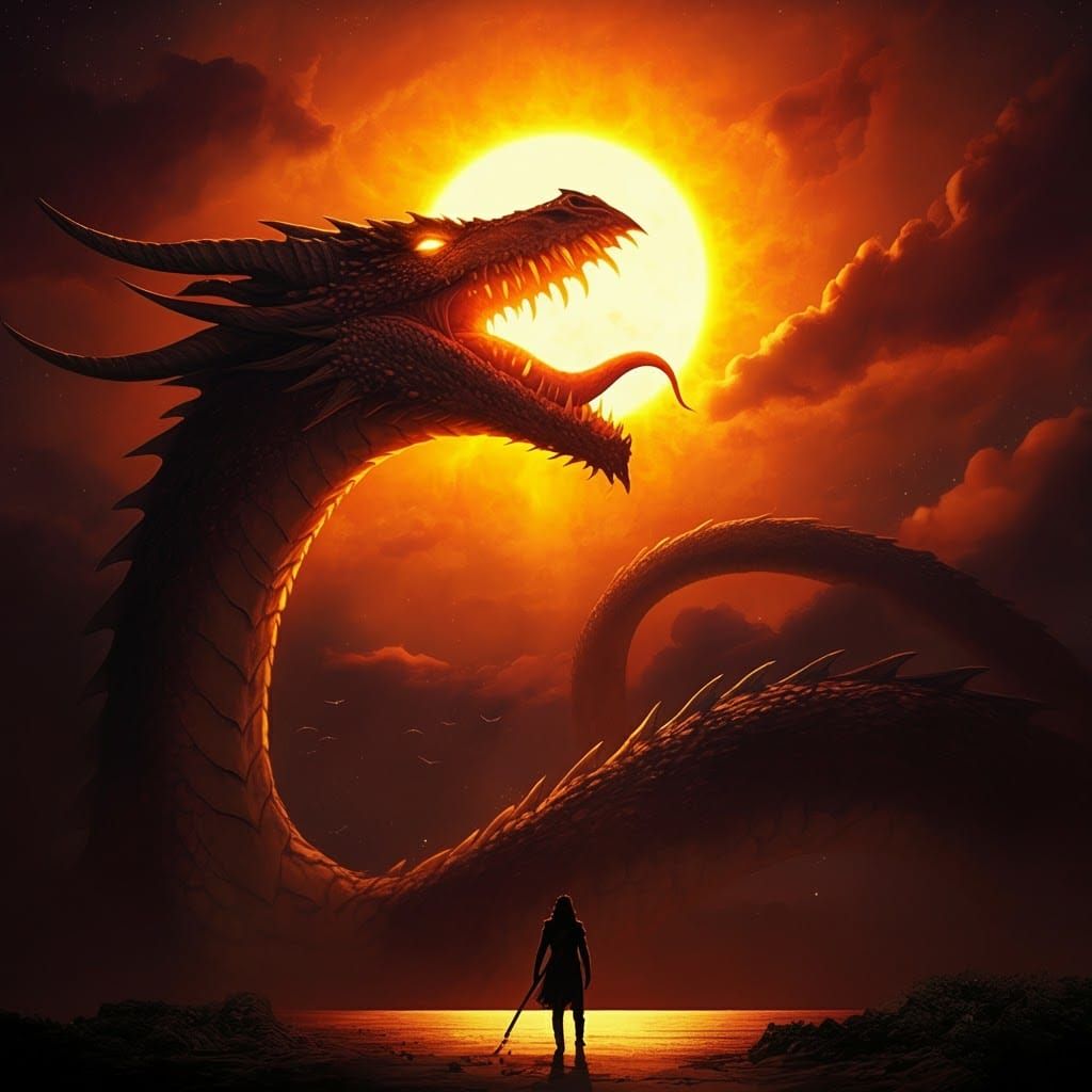 The Dragon that eats the sun every day, bringing night.  by @Ambidangerous