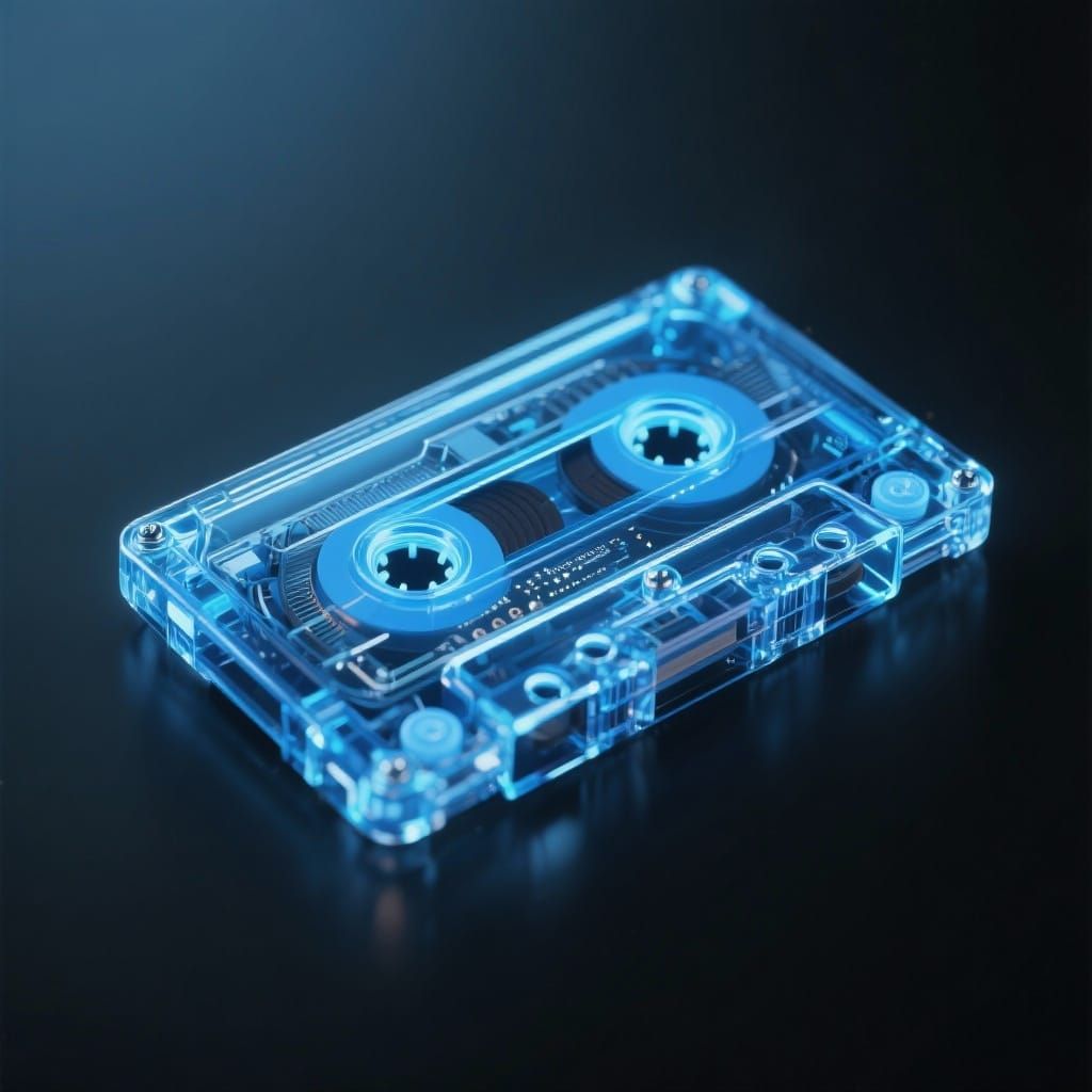 small eletronic music cassette tape, realistic.