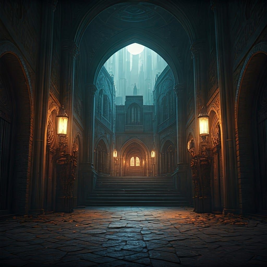 Ancient Cityscape Under Snowy Deluge