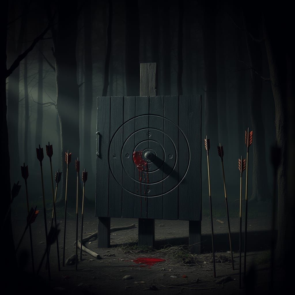 Eerie Forest Archery Target in Atmospheric Style