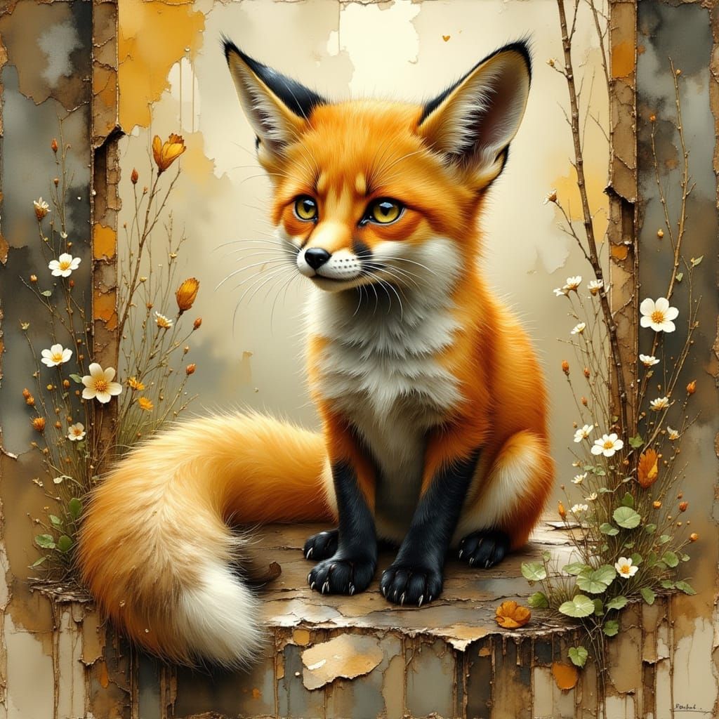 Textual Fox and Cat in Artistic Style