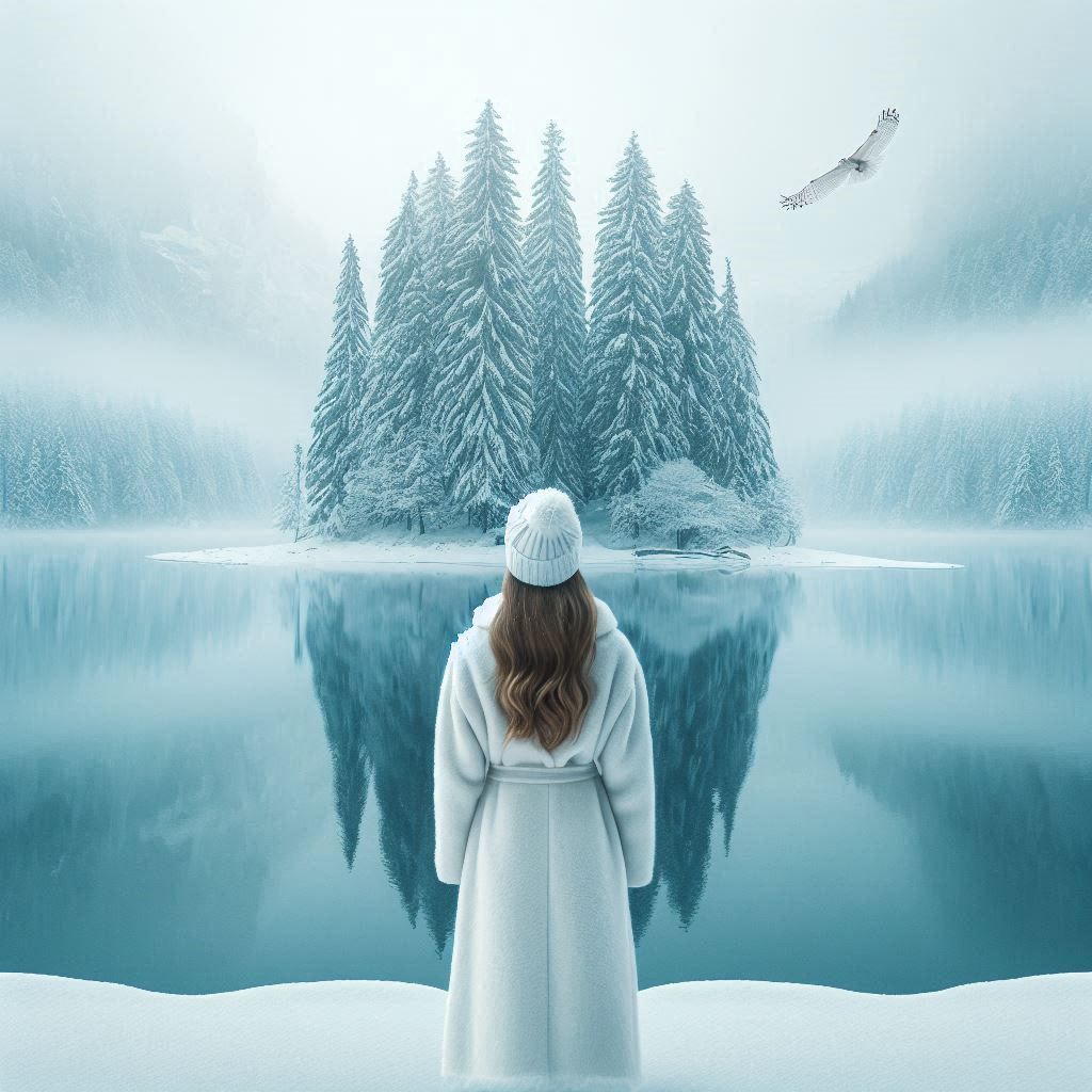 Reflection winter lake