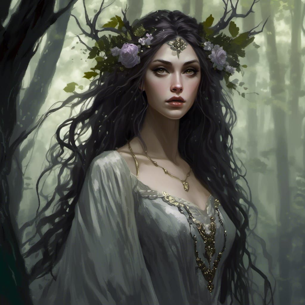 (A Portrait 1.5) of a thin, pale, young Fae 1.5), is( in a dark ...