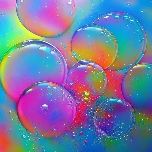 Iridescent bubbles, watercolor, watery, graffiti art, splash...