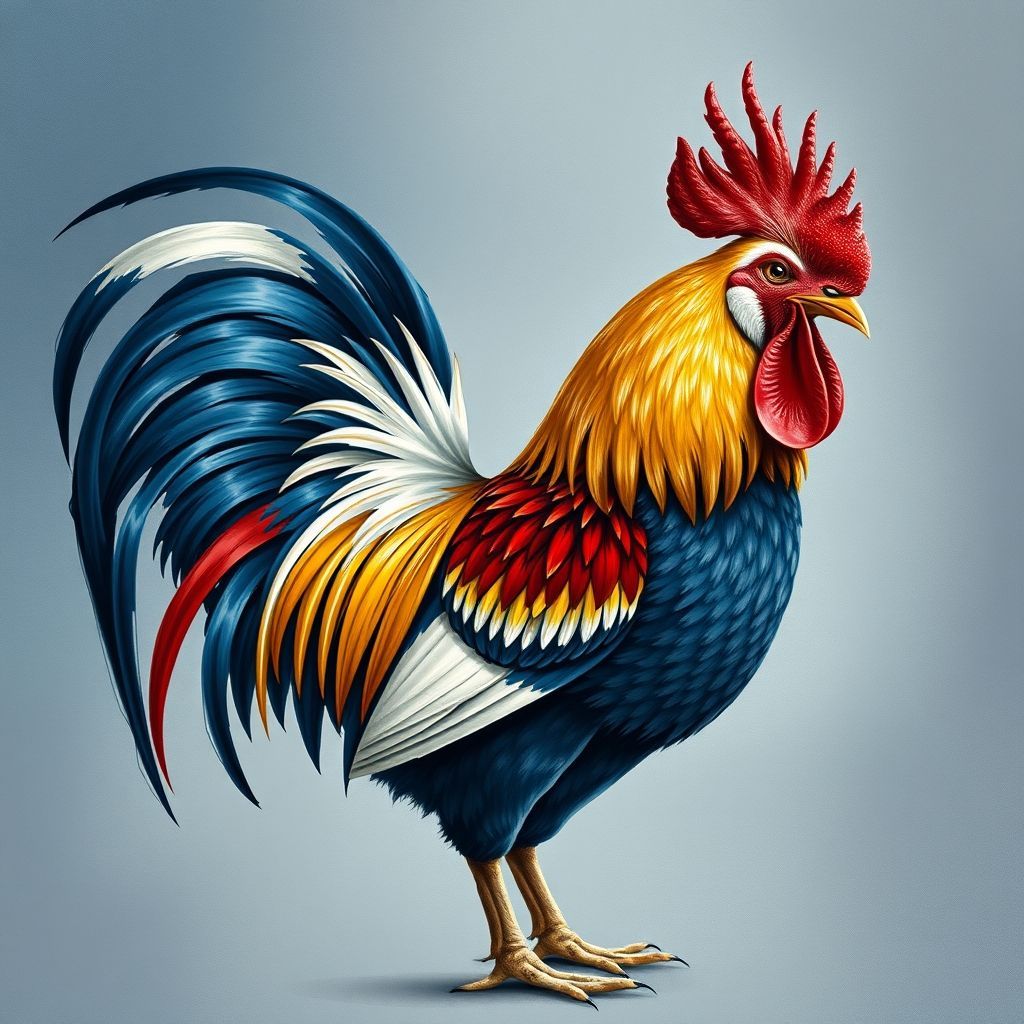 A portrait of a majestic rooster