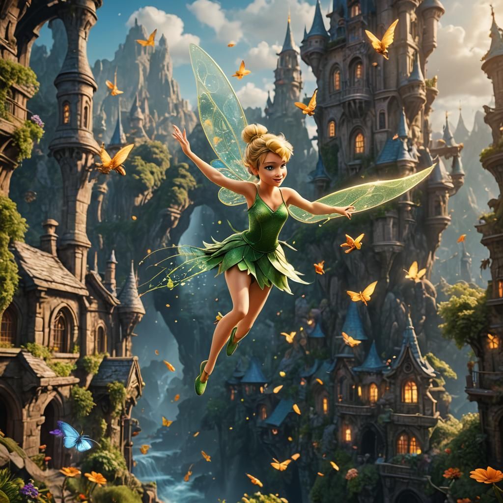 Tinker Bell flying fast