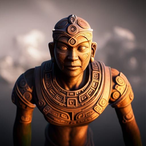 Epic Mayan Sculpture in 3D Videogame Style