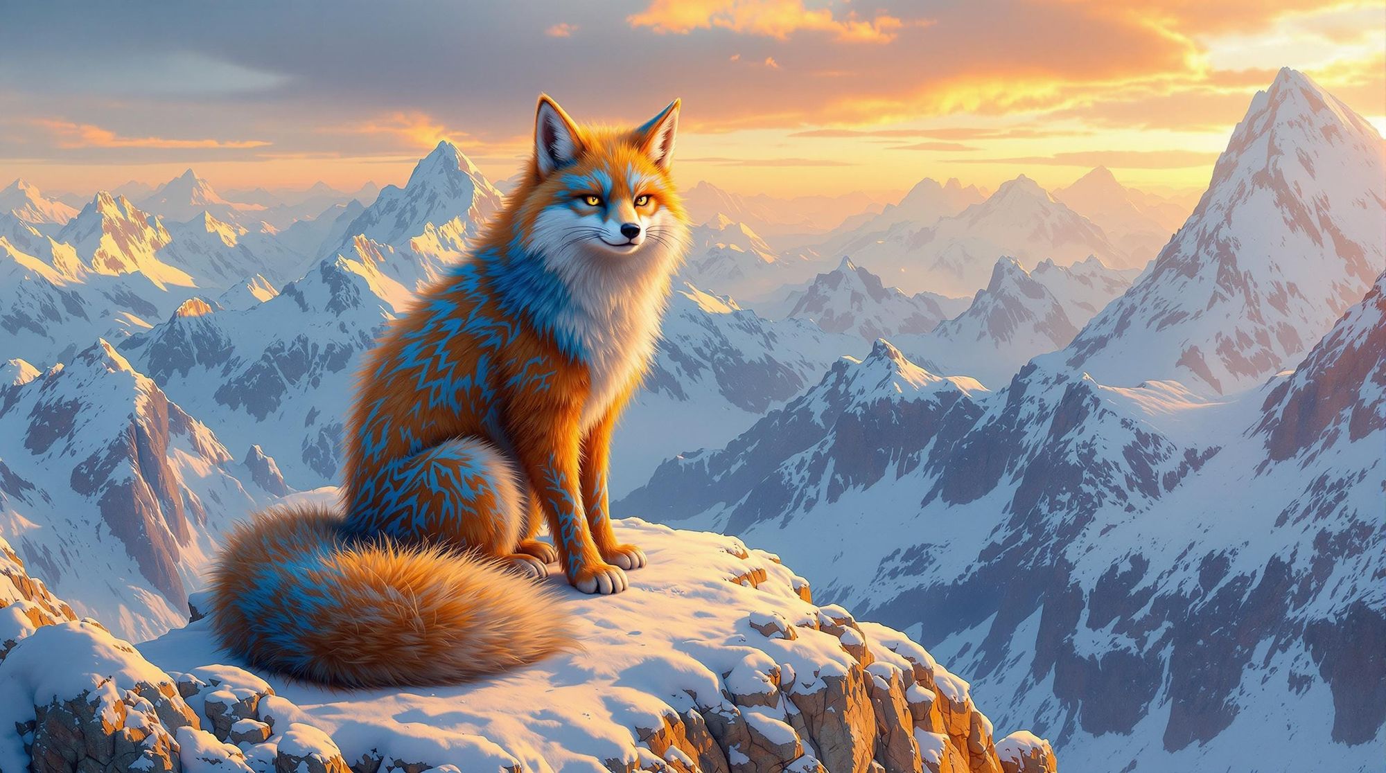 Sunfire Fox on Frosted Peaks