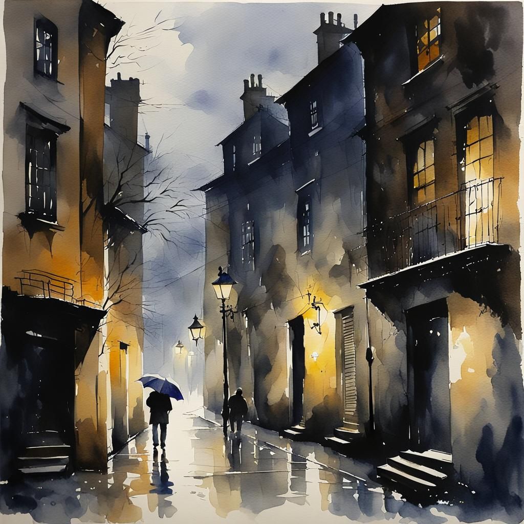 Rainy Alley as Night Approaches   by @Crispy Bess