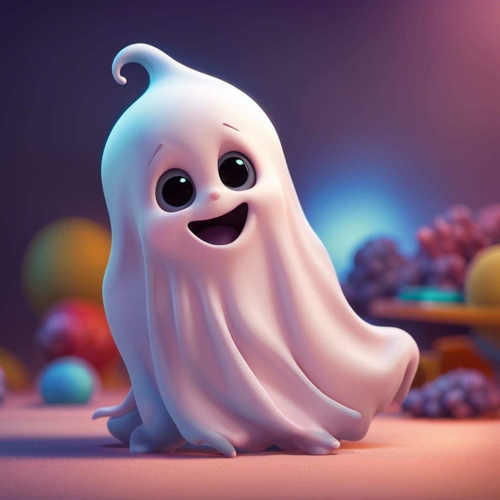 Adorable baby ghost hyperdetailed
