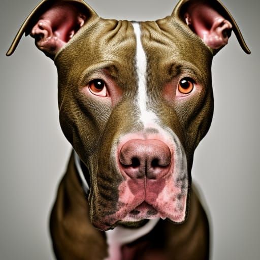 Portrait of a Pitbull...made of bronze with intricate carvin...