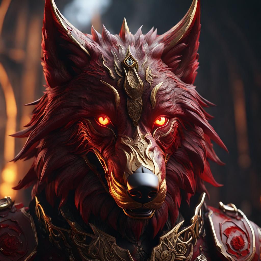 Crimson Wolf warrior-I - AI Generated Artwork - NightCafe Creator