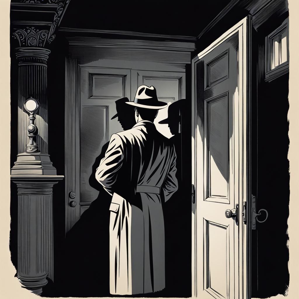 Private detective in the shadows,  watching, Mysterious shad...