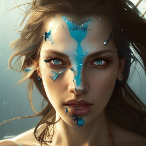 warrior woman with face scar blue eyes
