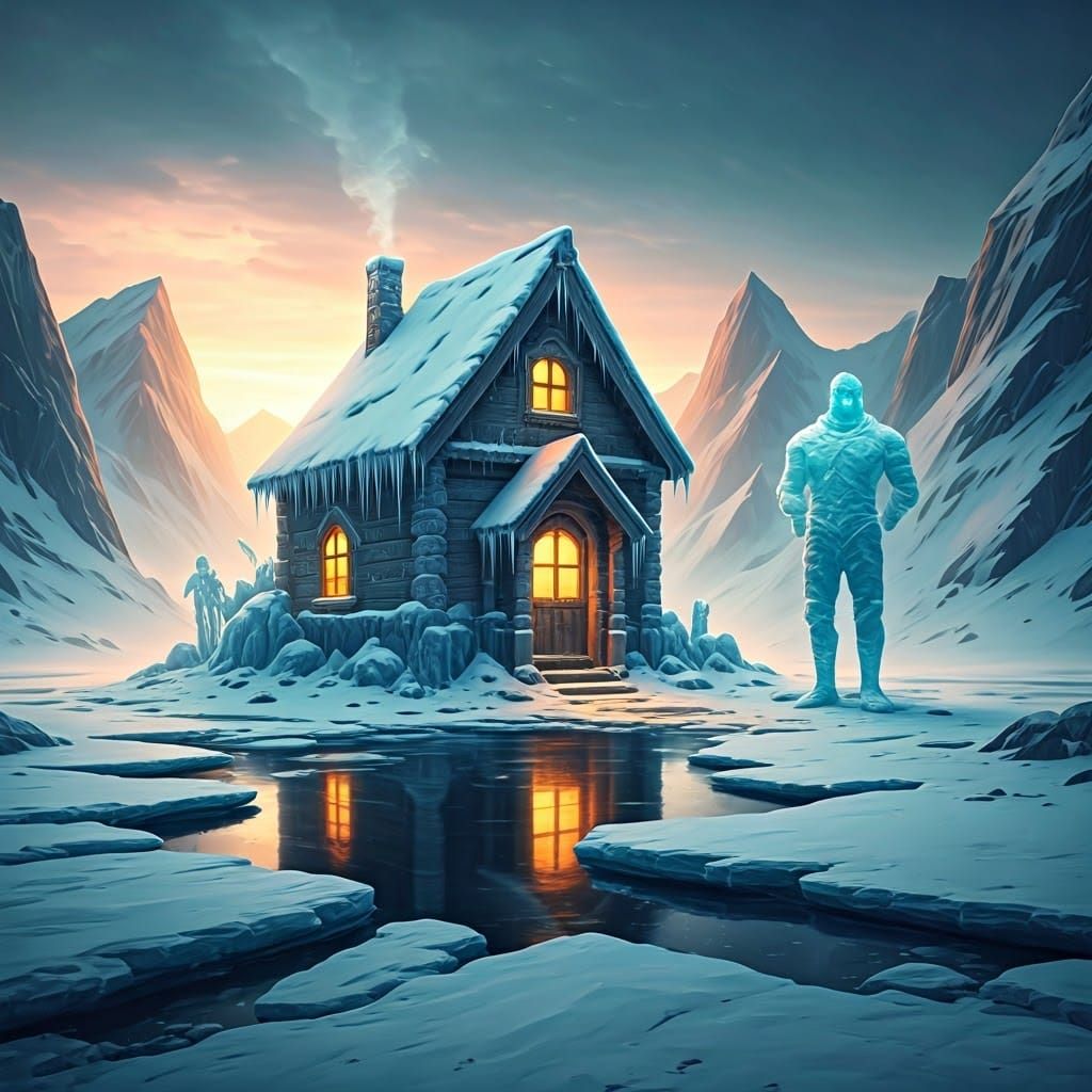 Ethereal Ice House on Frosty River