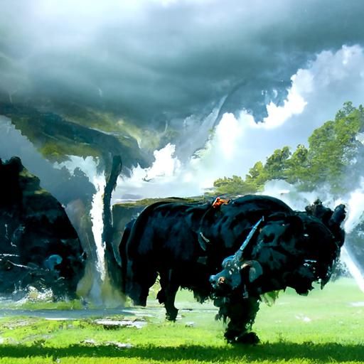 Water buffalo watching the approaching storm