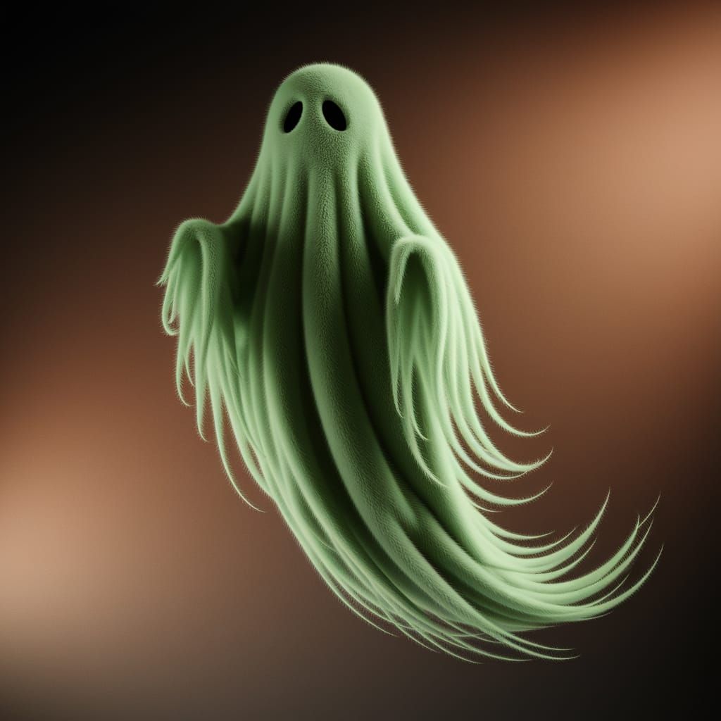 Ethereal Green Ghost Drifts in Misty Atmosphere