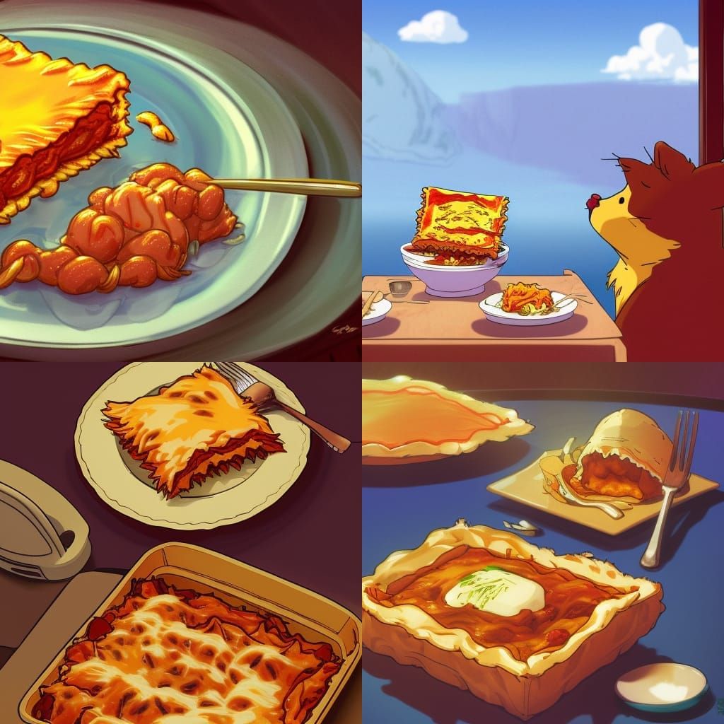 Garfield eating lasagna
