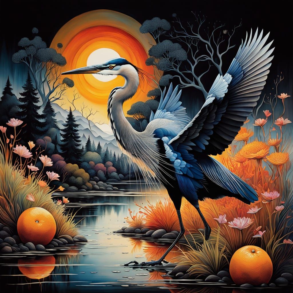 Orange glade heron  by @MBee