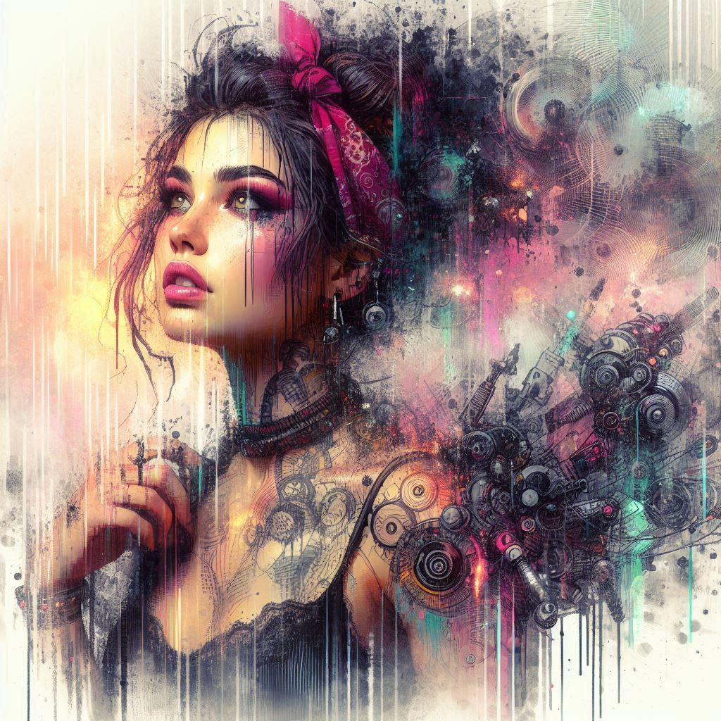 double exposure beautiful fantasy DALL-E 3 portrait landscape..