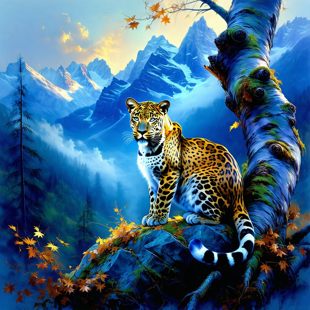 Leopard sitting in a old gnarly tree #2