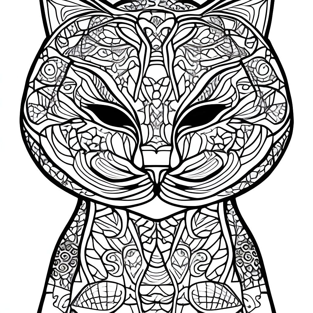 Cat Colouring book for Adults, page five - AI Generated Artwork - NightCafe  Creator