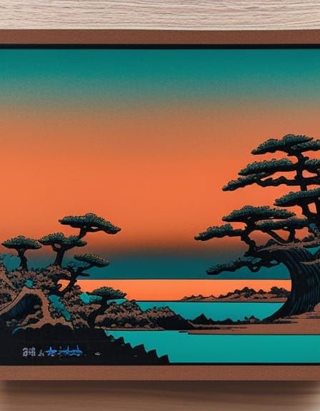Desolate Wasteland in Ukiyo-e Woodcut Style