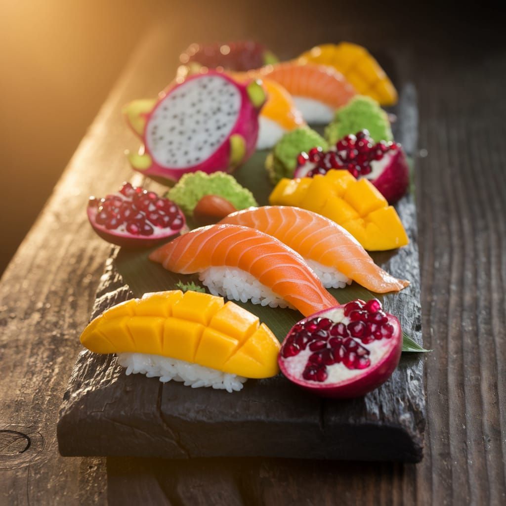 Exotic Fruits & Sushi at Sunset: Culinary Artistry