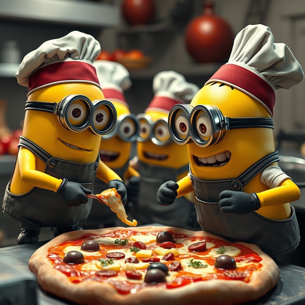 Minions Make Pizza: Hyperrealistic Chef Scene