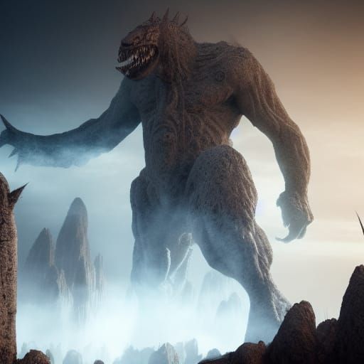 Photo Game character design, Huge ancient monster attacking ...