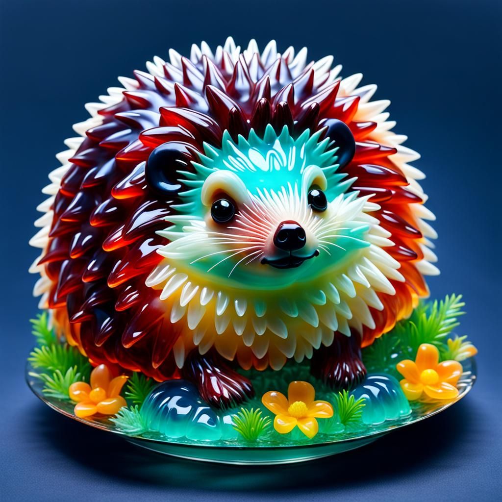 Beautiful jelly sculpture of pretty hedgehog  by @whiterose