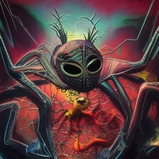 glam metal album cover, spider