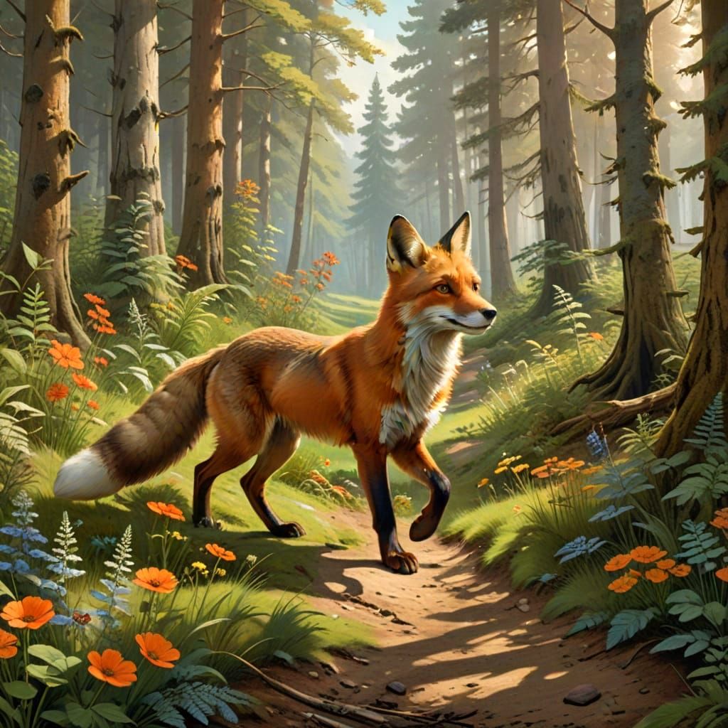 Fox wandering in the forest  by @BabyLarpKitten