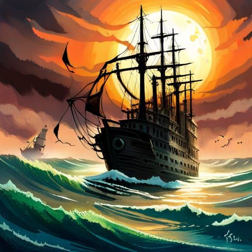 haunted ship sinister by Greg Rutkowski  by @Patsy 