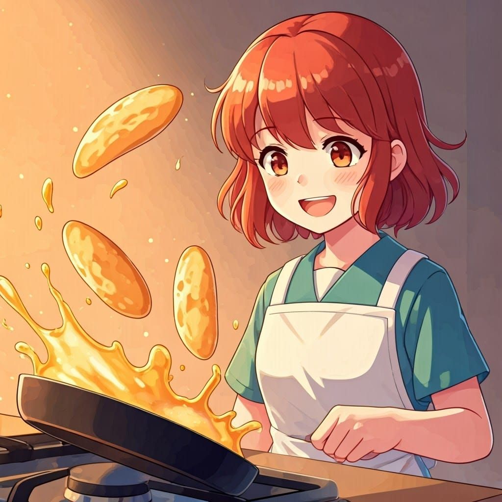 Sopapillas Jump Out of Skillet in Vibrant Anime Style