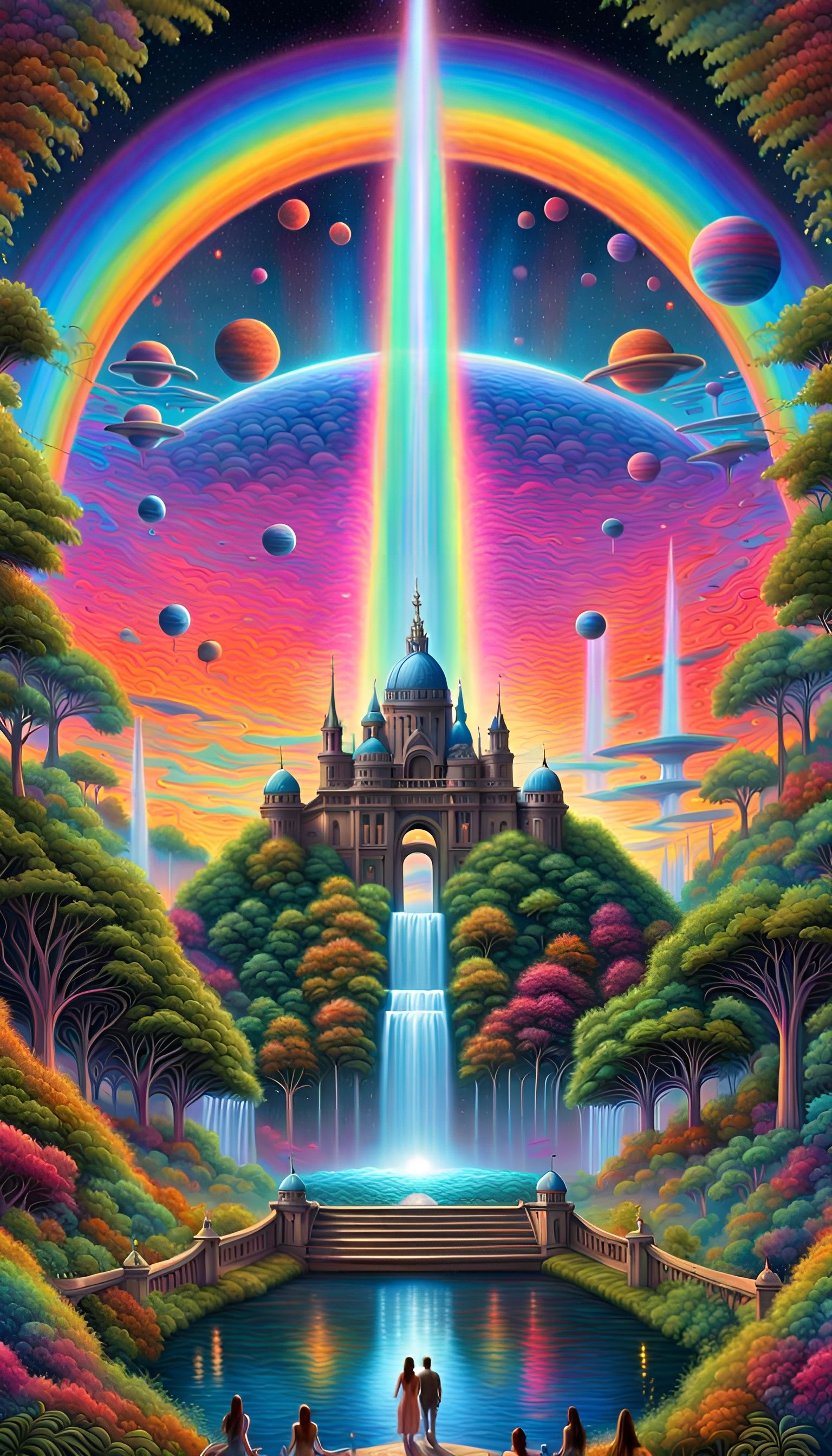hyperdetailed extraterrestrial kingdom 👽 neon rainbow starr...