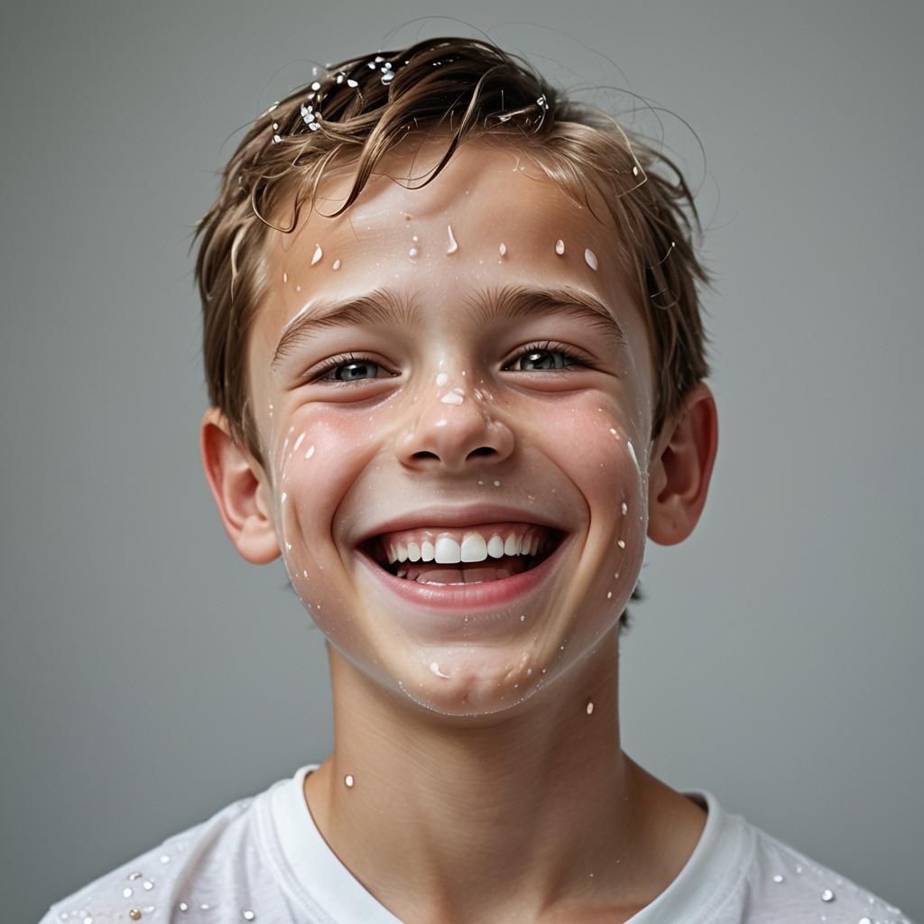 Boy's Gleeful Smile in Photorealistic Lighting