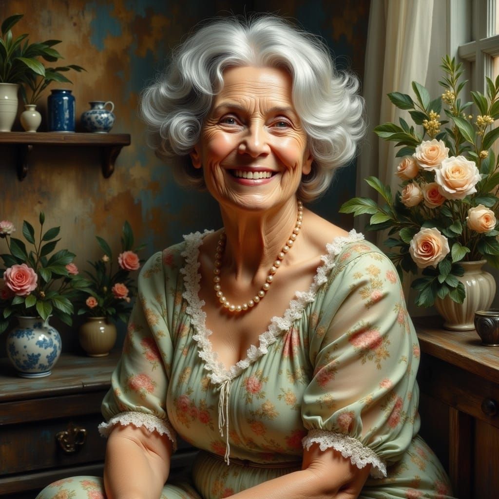 <lora:GazOilpaint:1.0>  Portrait of an old lady 