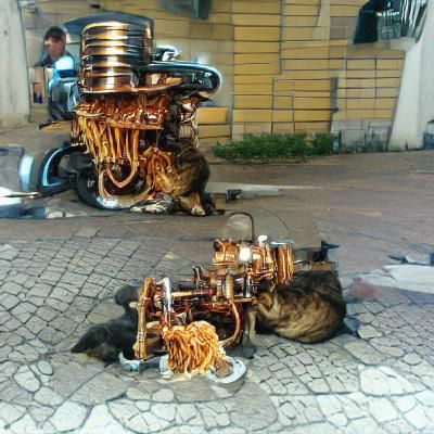 street cats eating spaghetti