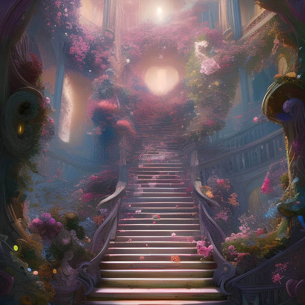 Staircase with 💐 - AI Generated Artwork - NightCafe Creator