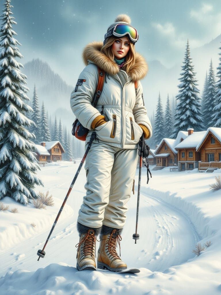 Stylish Skier in Alpine Landscape