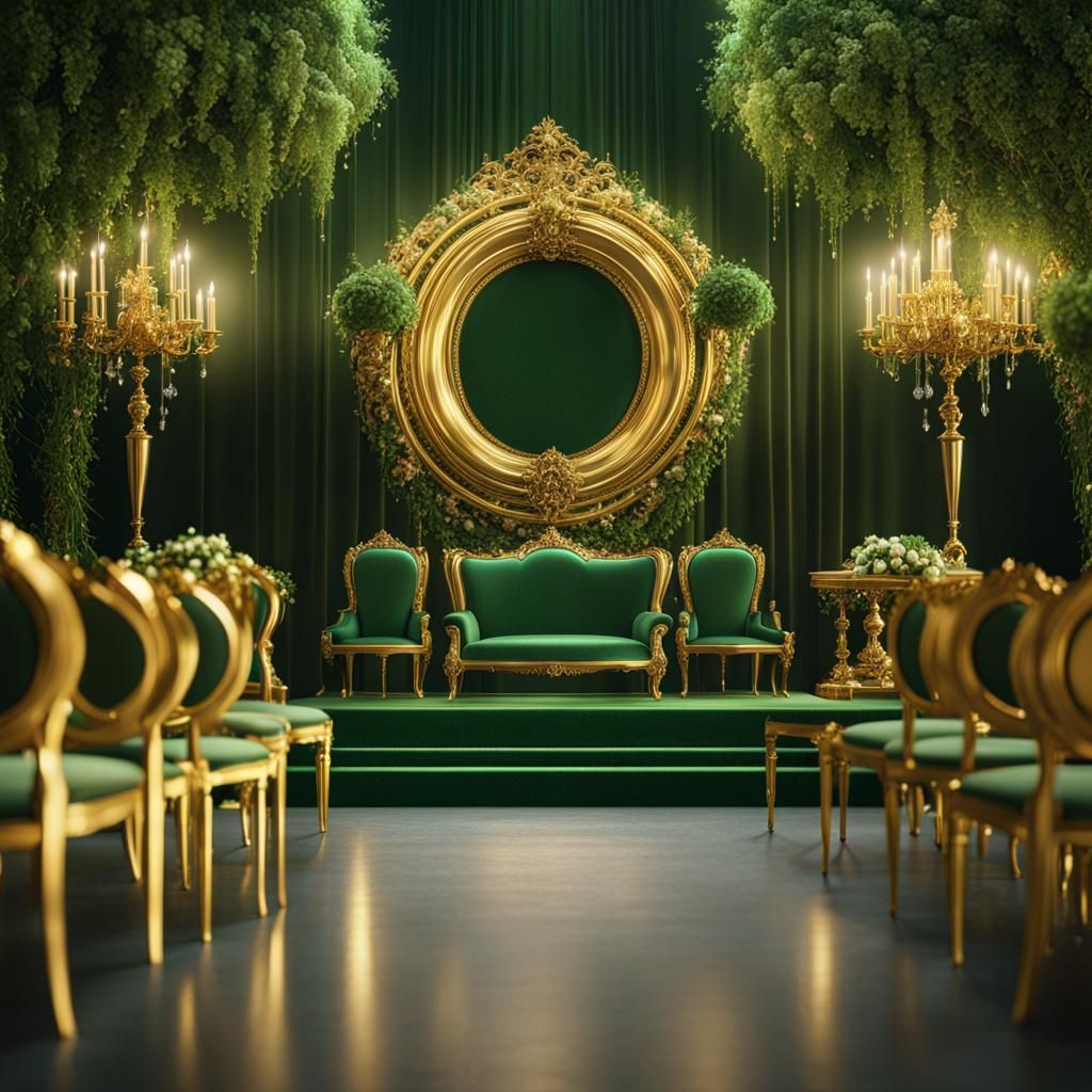 Wedding stage size 40×60 Cm, green grass in the background w...