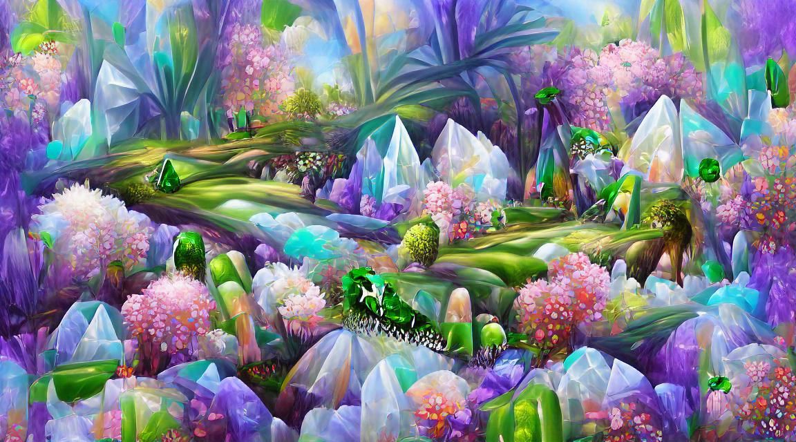 Beautiful Fantasy Springtime Landscape Verdant with Giant Cr...