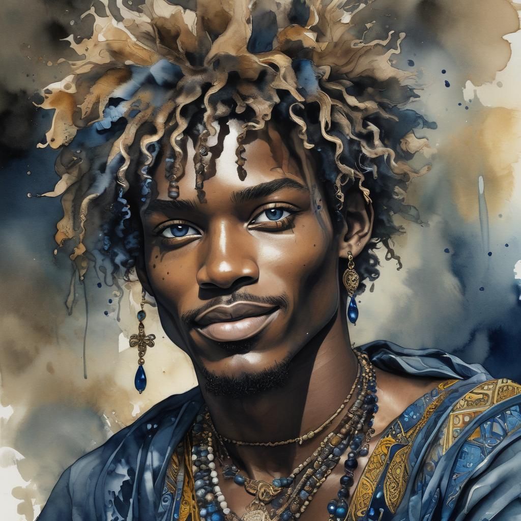 Alcohol ink portrait.  by @Terra