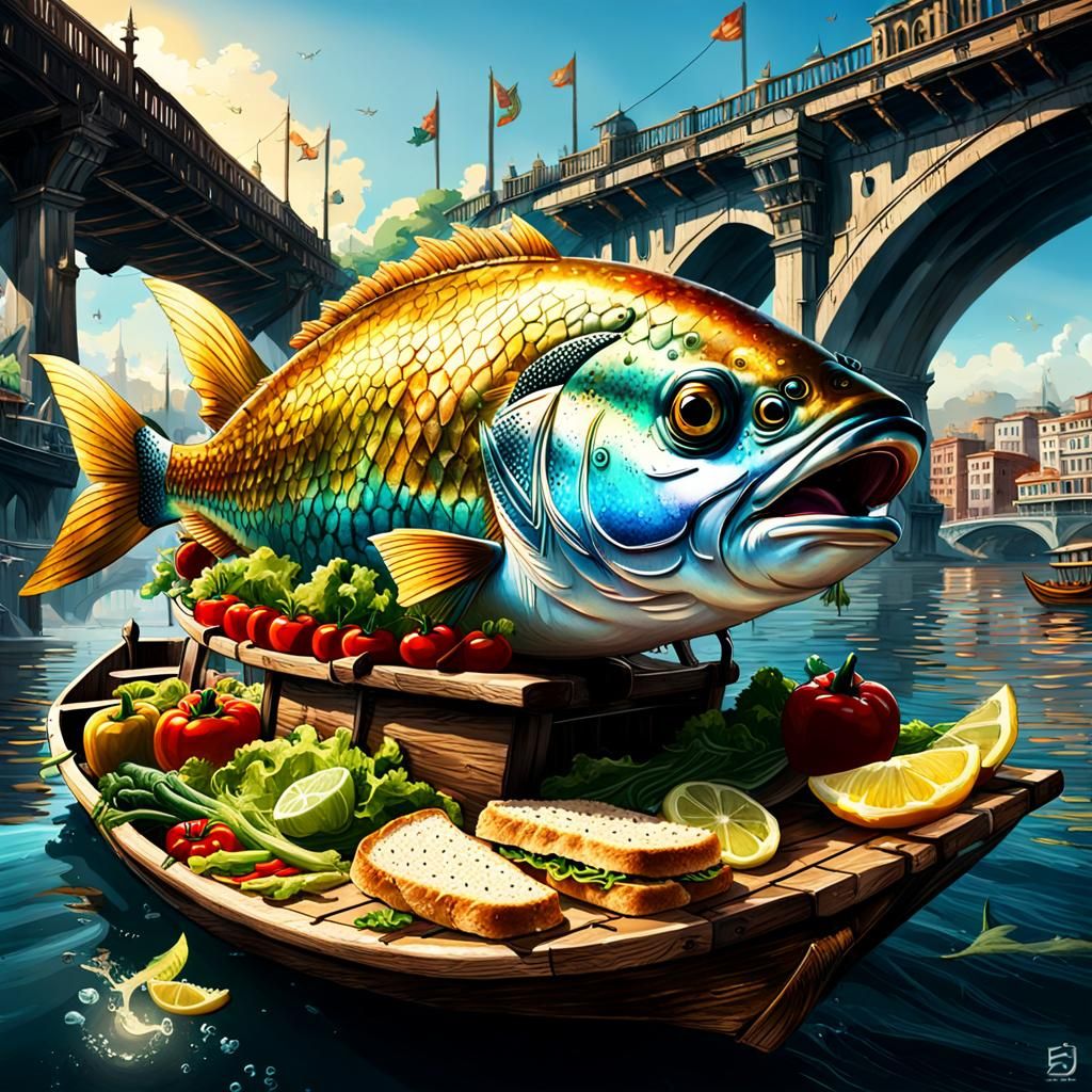 Balik Ekmek.  Typical street food from Istanbul (fried fish ...