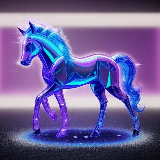 A holographic 5g horse with razor sharp mane and tail