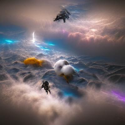 falling through the clouds towards space concept art 8k reso...