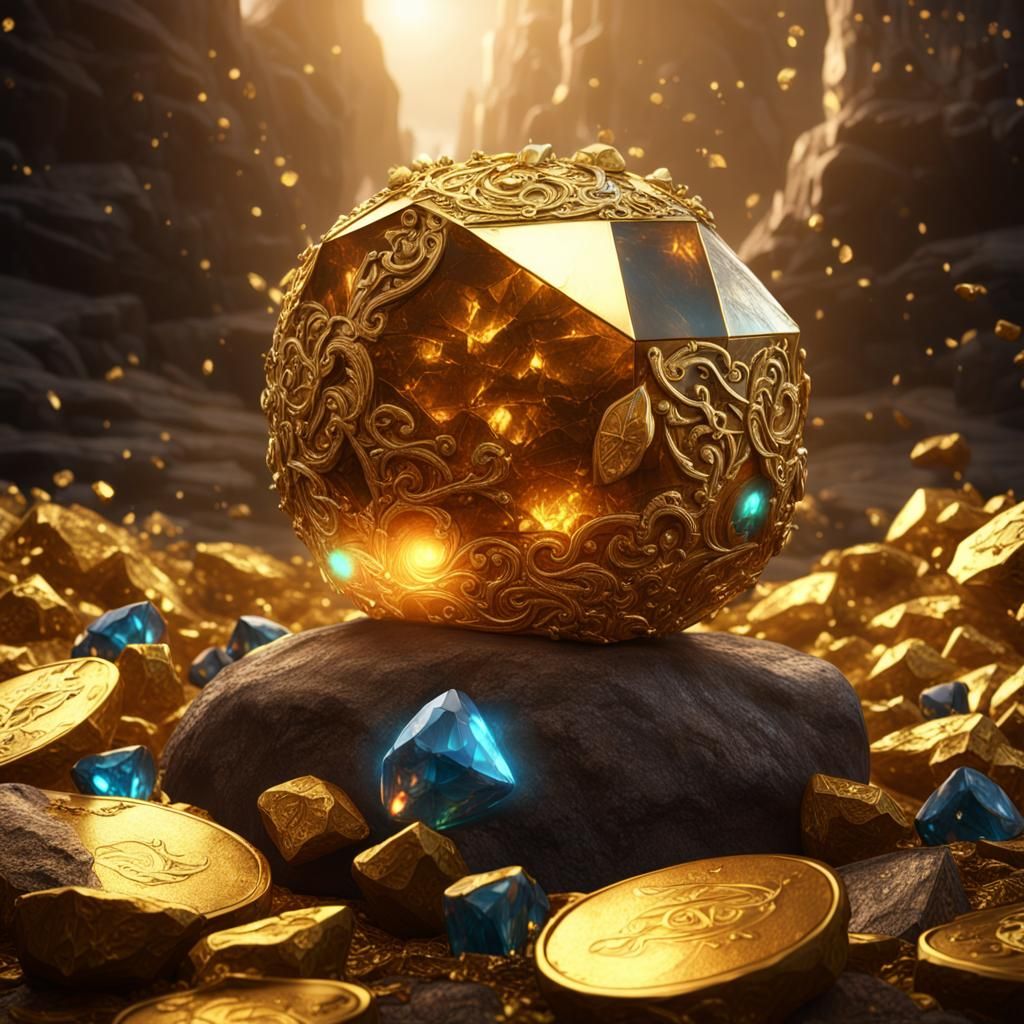 The Arkenstone gem from The Hobbit on a pile of gold - AI Generated ...