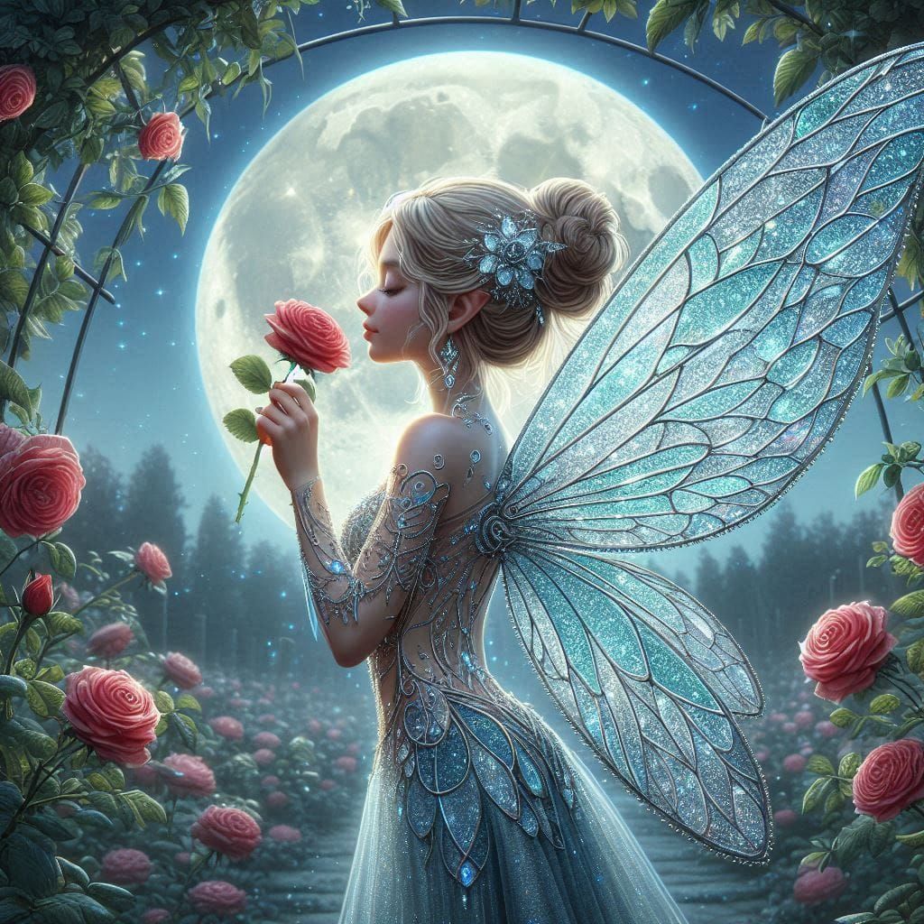 Fairy Smelling a Rose 3