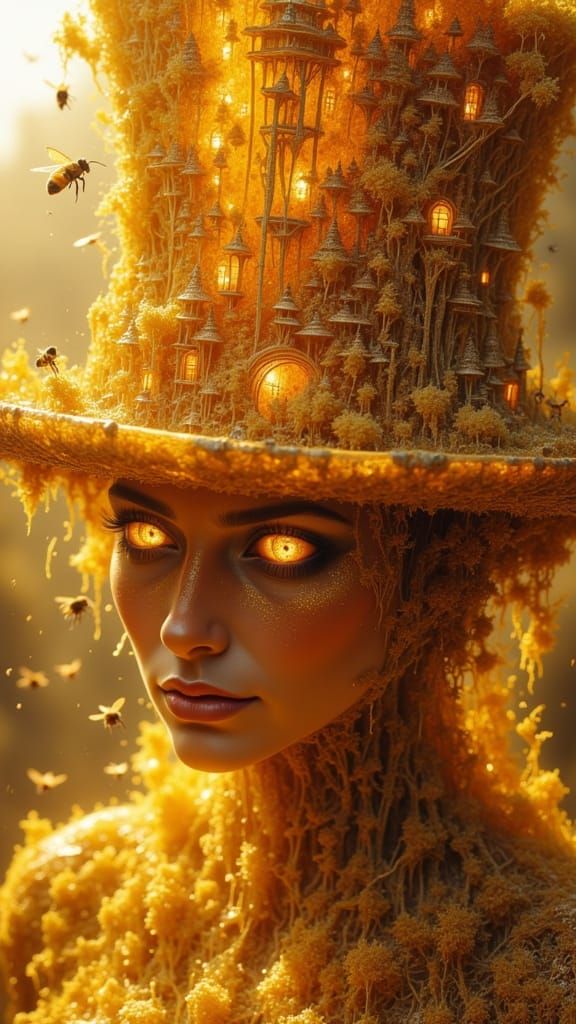Colossal Honeycomb Hat City with Miniature Civilization